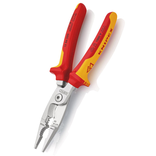 Knipex Electrical Installation Pliers VDE 1000V 200mm Chrome Plated 1386200SB