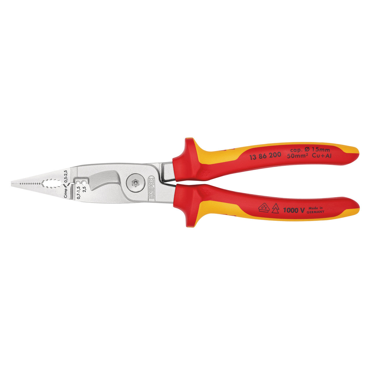 Knipex Electrical Installation Pliers VDE 1000V 200mm Chrome Plated 1386200SB