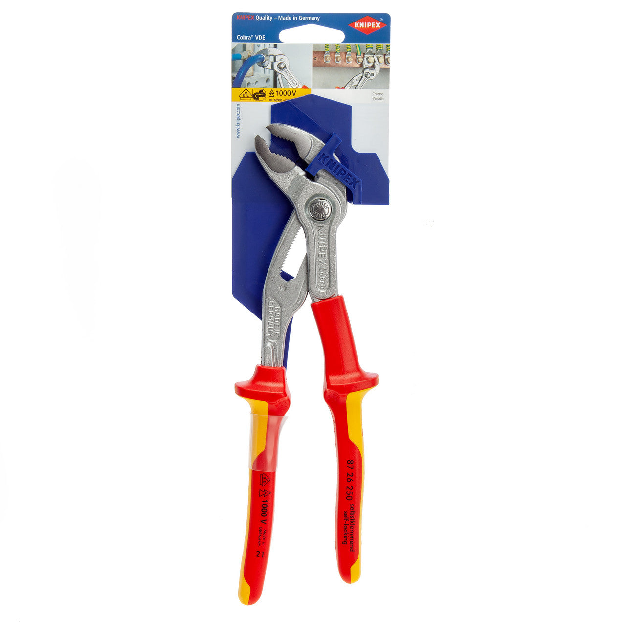 Knipex Cobra Hightech Water Pump Pliers VDE 1000V 250mm Capacity 50mm 8726250SB
