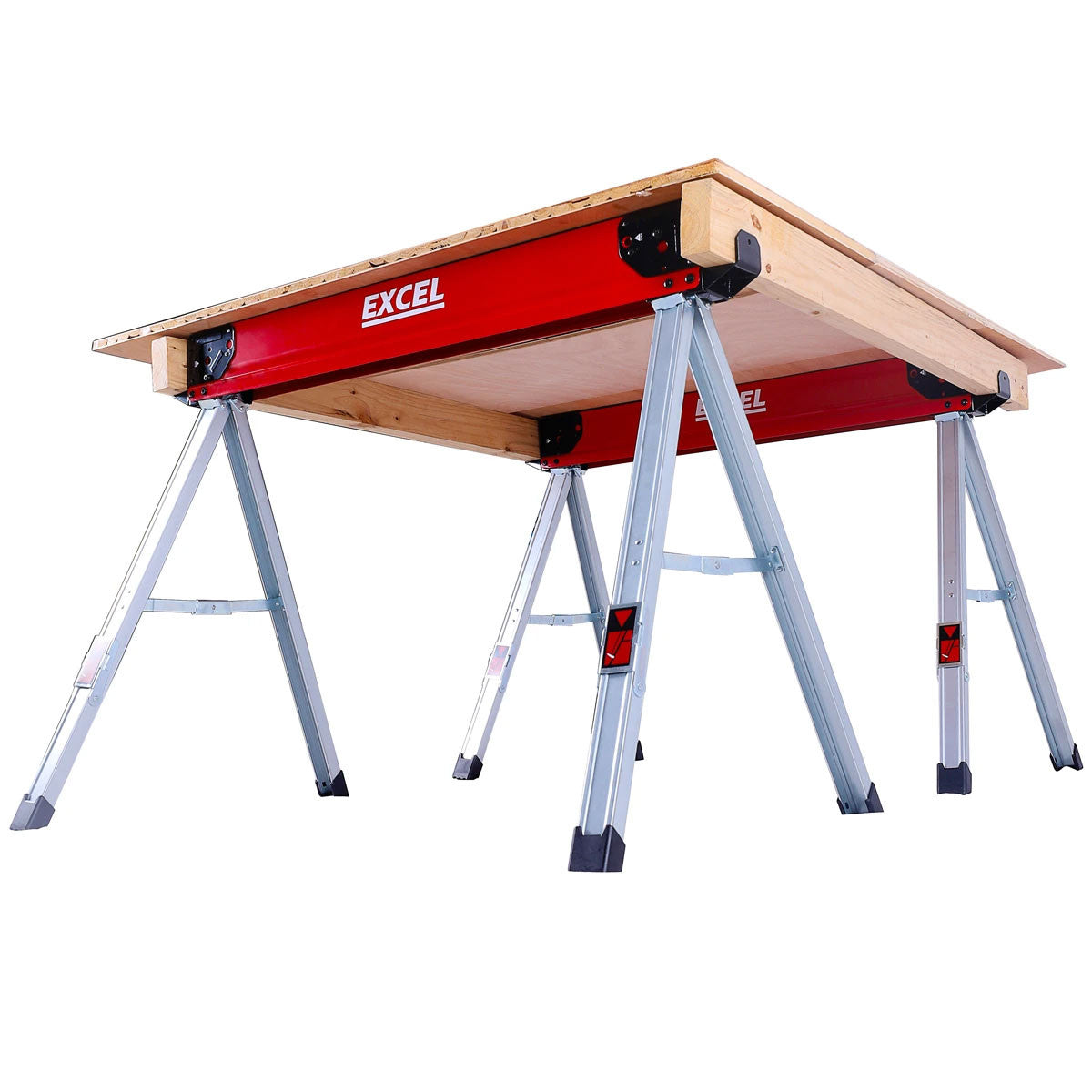 Excel 8502 Heavy Duty Steel Folding Saw Horse 1178kg Capacity (Twin Pack)
