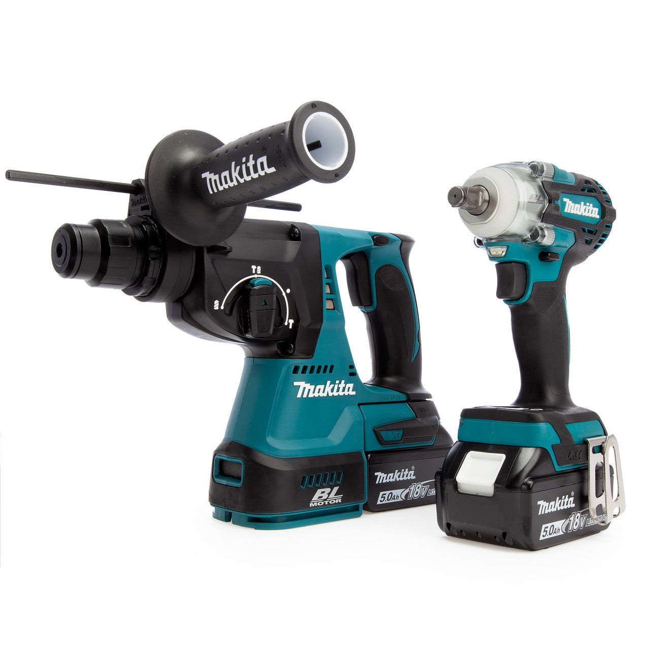Makita DLX2372TJ 18V LXT Rotary Hammer & Impact Wrench Twin Pack (2 x 5.0Ah Batteries)