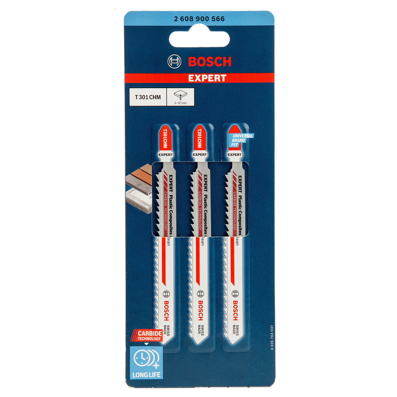 Bosch EXPERT Clean Jigsaw Blades for Plastic 3 Pack T301CHM