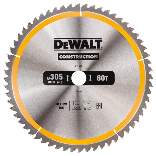 Dewalt Construction Circular Saw Blade 305 x 30mm x 60T DT1960