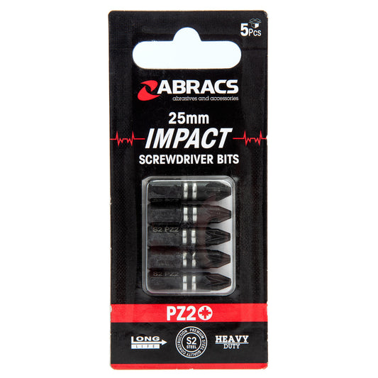 Abracs PZ2 Impact Screwdriver Bits 25mm Pack Of 5 IPZ22505