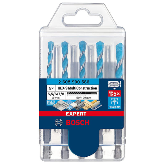 Bosch HEX-9 Multi Construction Drill Bit Set 5.5mm to 8mm 5 Pack 2608900586