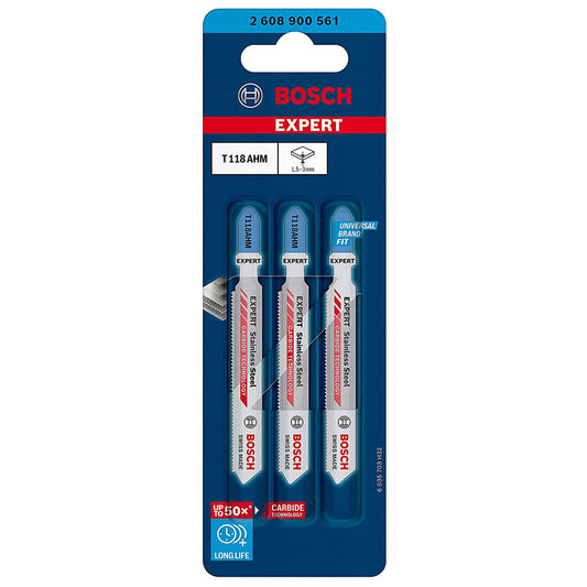 Bosch Expert Stainless Steel Cutting Jigsaw Blades 3 Pack T118AHM
