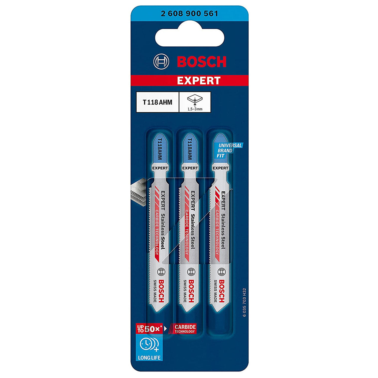 Bosch Expert Stainless Steel Cutting Jigsaw Blades 3 Pack T118AHM