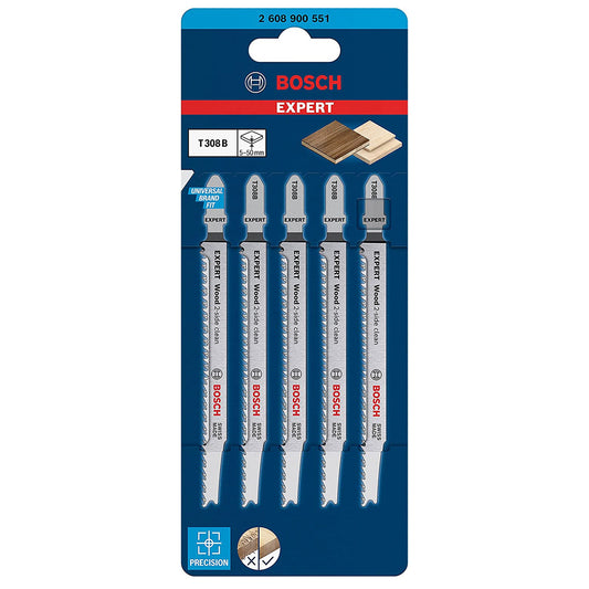 Bosch Expert Wood 2-Side Clean Jigsaw Blades 5 Pack T308B