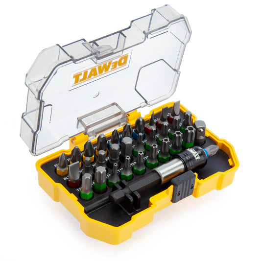 Dewalt Assorted Screwdriver Bit Set 32 Piece Colour Coded Magnetic Holder DT7969