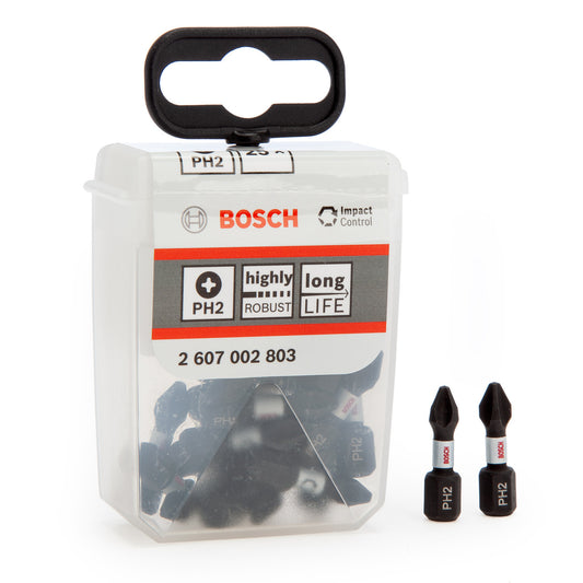 Bosch PH2 Impact Screwdriver Bits Pack Of 25 Boxed 2607002803