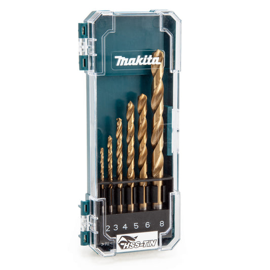 Makita HSS-TiN Drill Bit Set for Metal 6 Piece 2 - 8mm Straight Shank D-72833