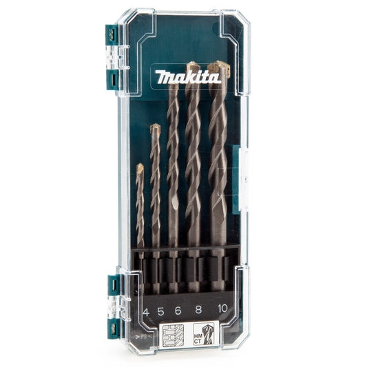 Makita TCT Drill Bit Set for Masonry 5 Piece Metric 4 - 10mm Boxed D-72877