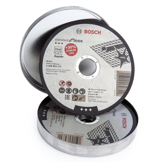 Bosch Standard for Inox Rapido Straight Cutting Discs 125mm Box of 10 2608603255