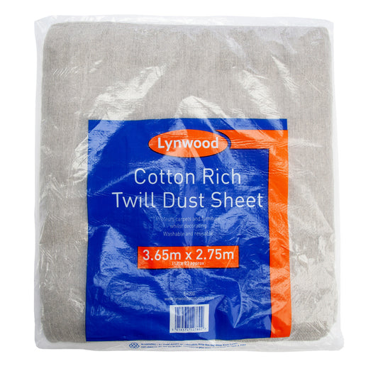 Lynwood Cotton Rich Twill Dust Sheet 3.65 x 2.75m Washable And Reuseable SH200