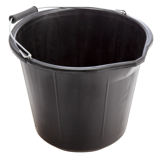 Lynwood Black Builders Bucket 15 Litres Robust With Heavy duty handle BU201