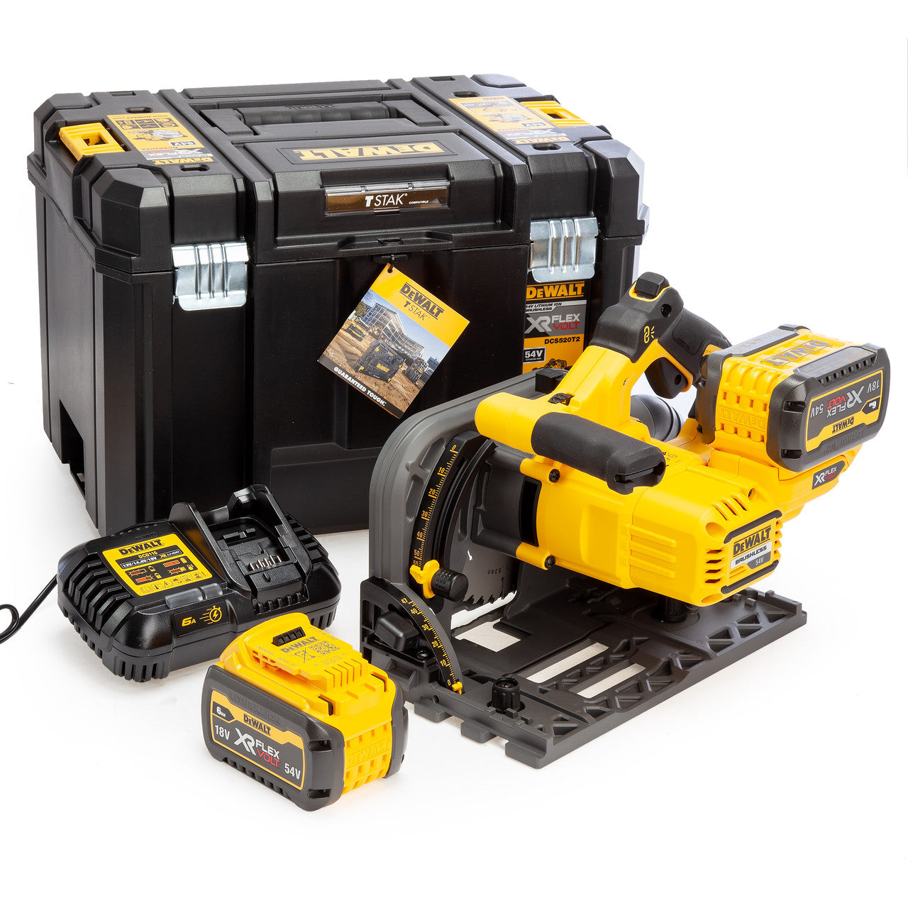 Dewalt XR 54V FLEXVOLT Plunge Saw 165mm 2 × 6.0Ah Batteries T-STAK box DCS520T2