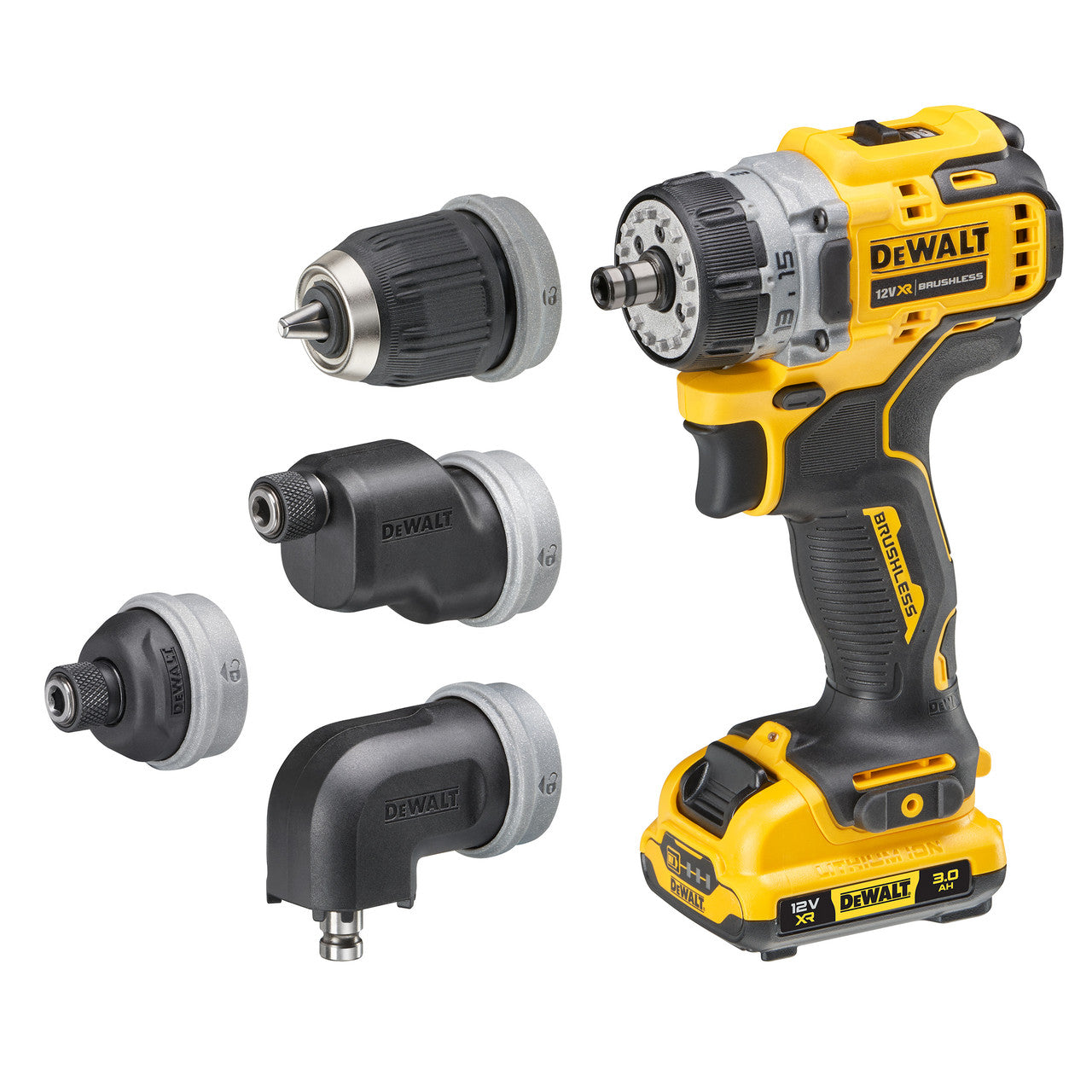 Dewalt DCD703L2T 12V XR Brushless 4x Multi-Head Drill Driver (2 x 3.0Ah Batteries)