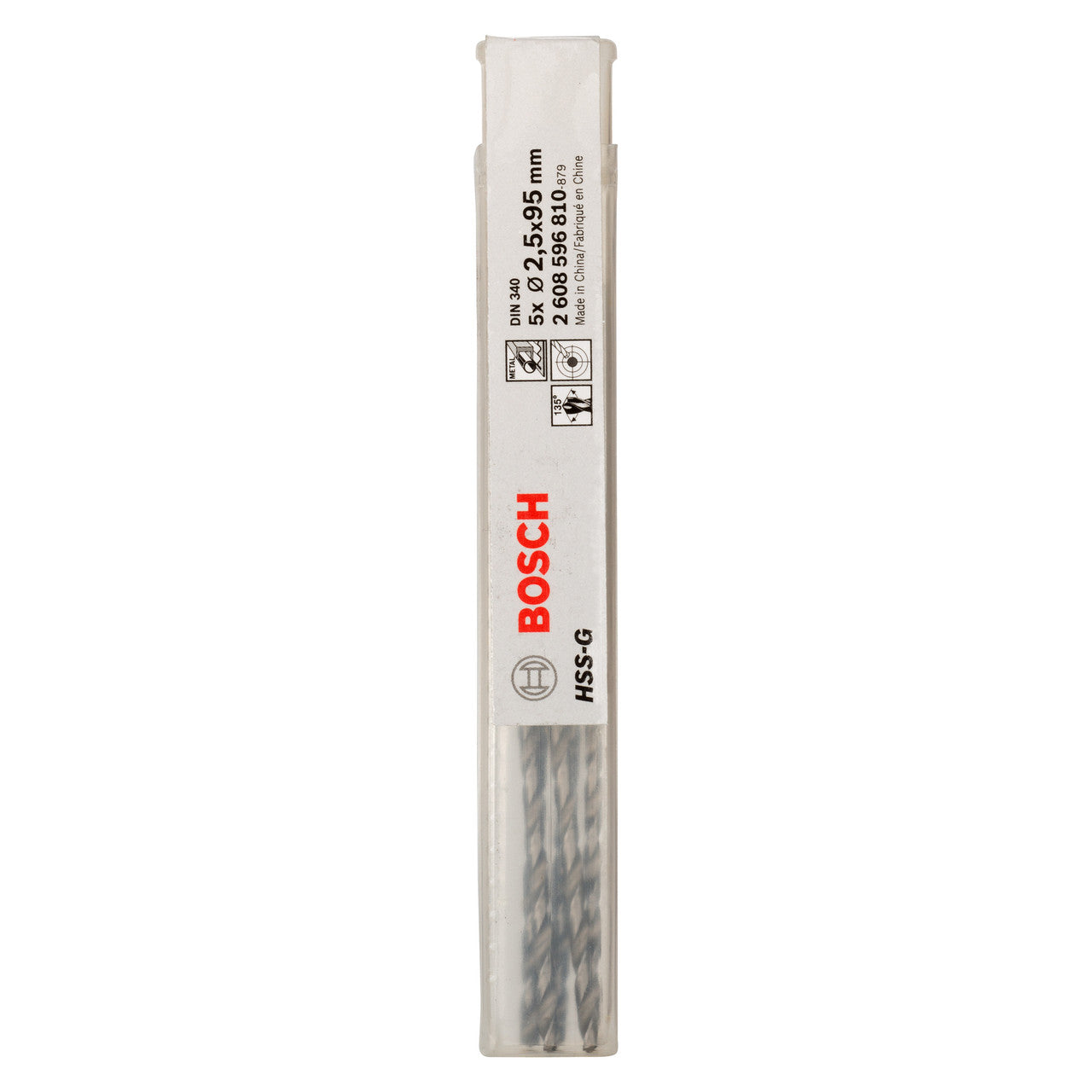 Bosch 2608596810 HSS-G Metal Drill Bits Long Series 2.5mm (Pack Of 5)