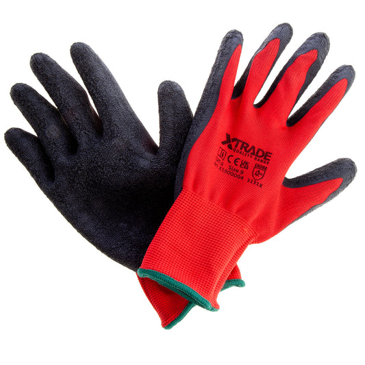 XTrade Red Builders Gloves 13 Gauge Size 9 Large Pack Of 10 - X1900004