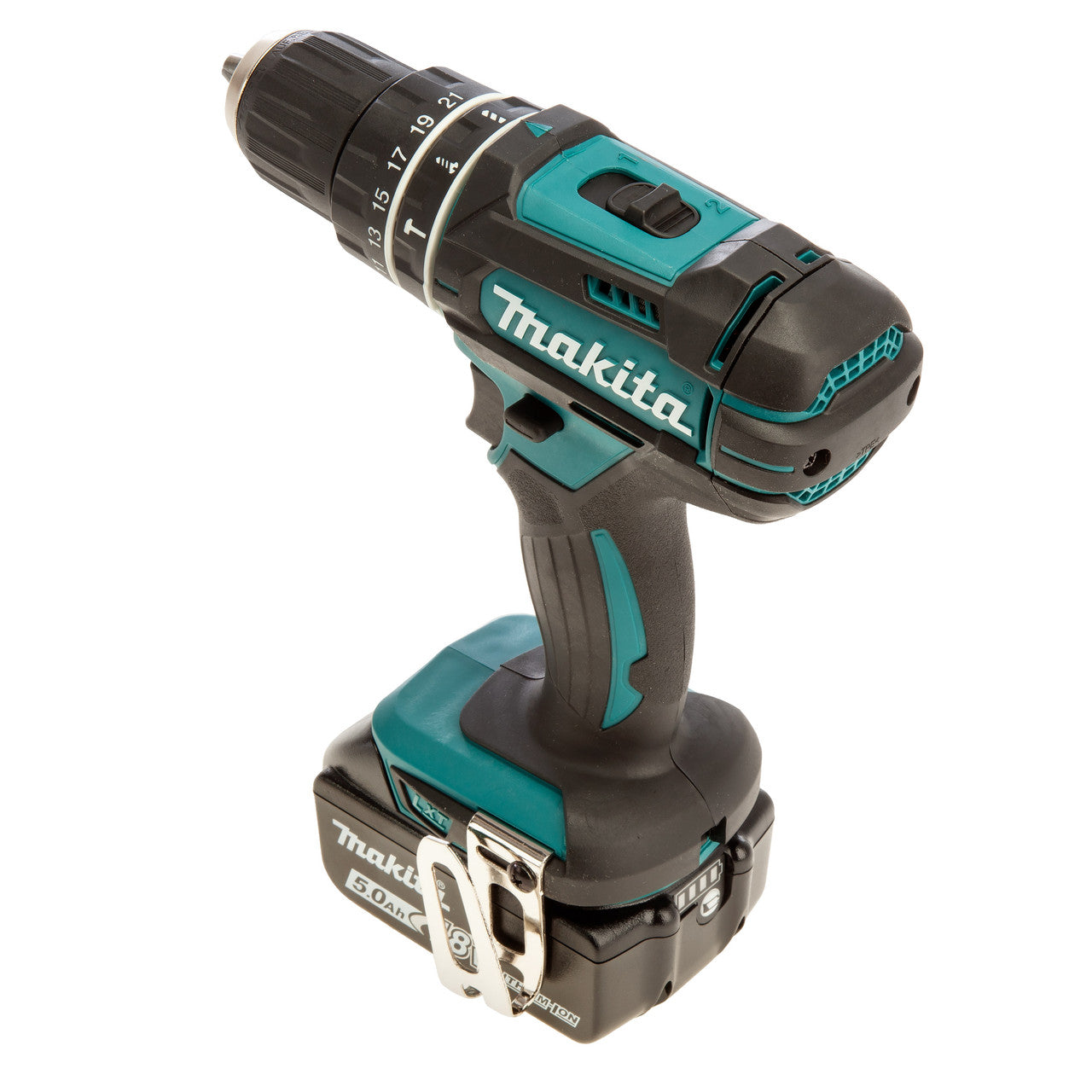 Makita 18V LXT Combi Drill 2 x 5.0Ah Batteries in MakPac case Keyless DHP482RTJ