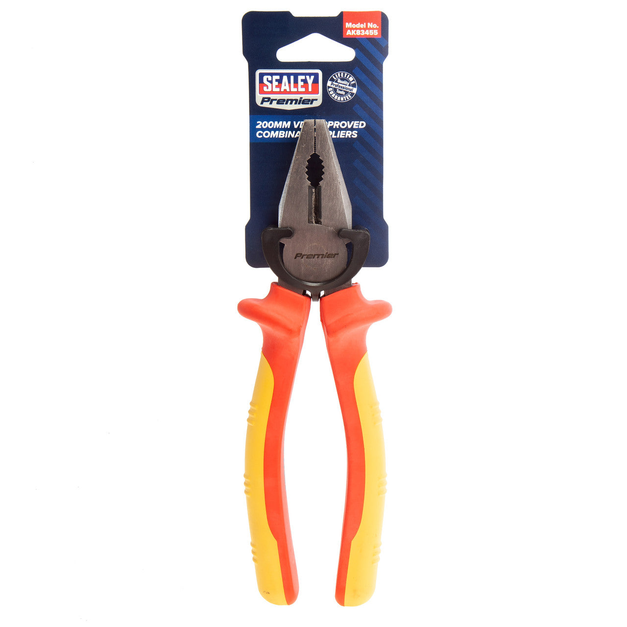 Sealey Combination Pliers VDE Approved 200mm Polished Serrated jaws AK83455