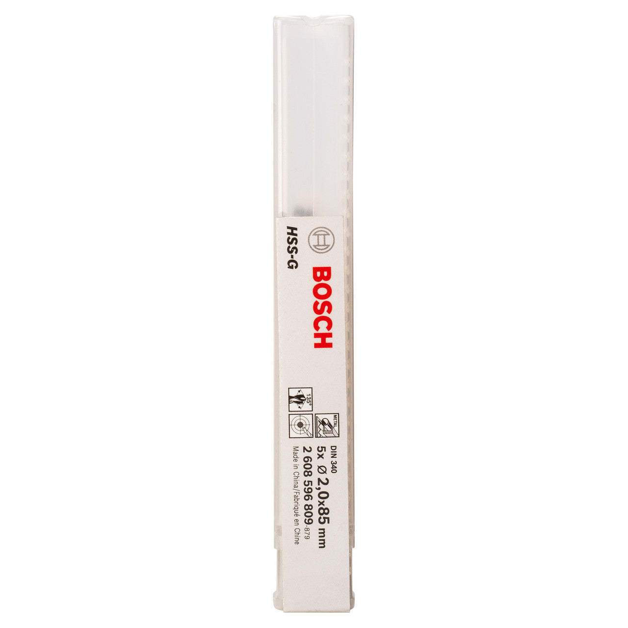 Bosch HSS-G Metal Drill Bits Long Series 2.0mm Pack Of 5 Length 85mm 2608596809
