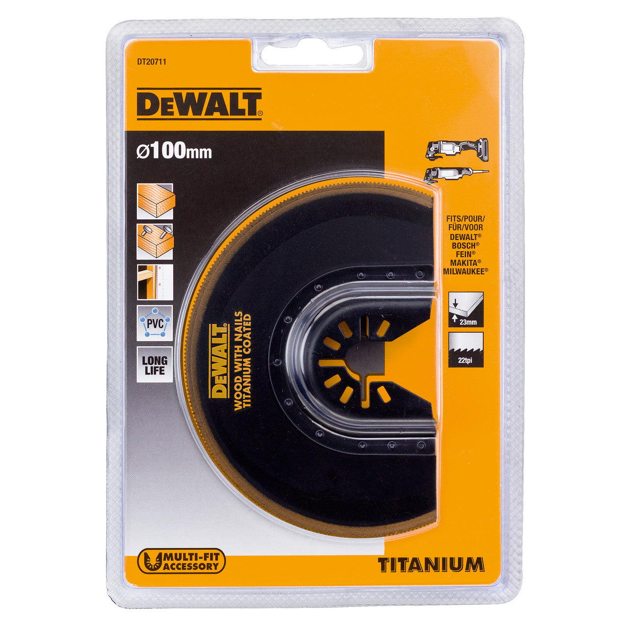 Dewalt Titanium Semi Circular Flush Multi Tool Saw Blade 100mm DT20711