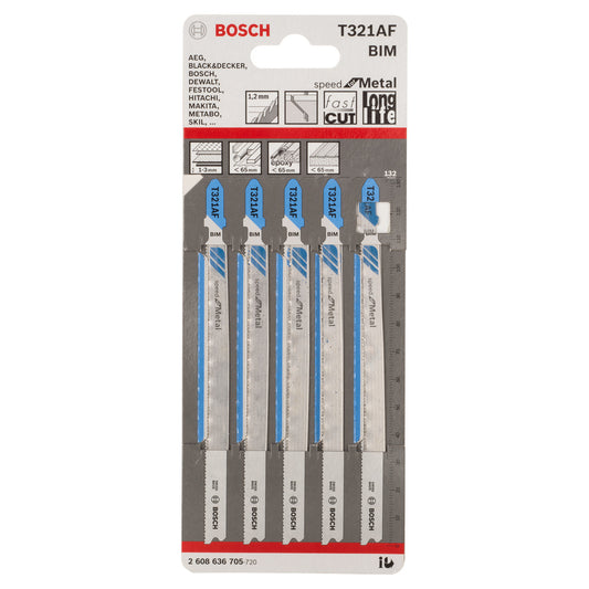 Bosch Speed for Metal Jigsaw Blades 5 Pack T321AF