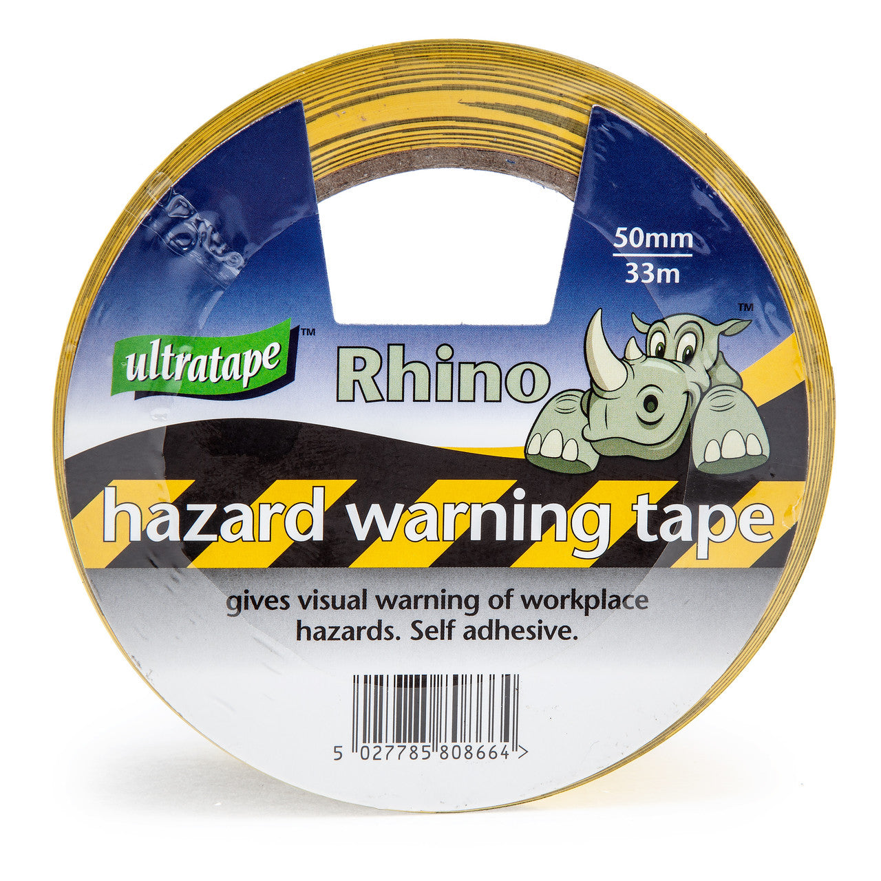 Ultratape Rhino Hazard Warning Tape Black Yellow 50mm x 33m 00225033BYUL