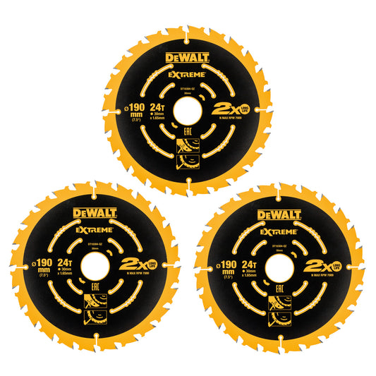 Dewalt Extreme Framing Circular Saw Blades Wood 190 x 30mm x 24T 3 Pk DT10399