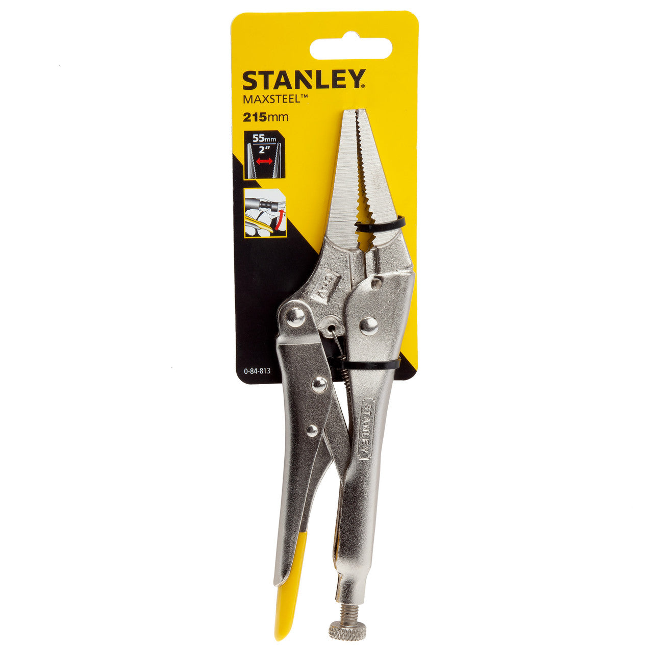 Stanley 215mm Long Nose Locking Pliers MaxSteel Machined Jaws 0-84-813