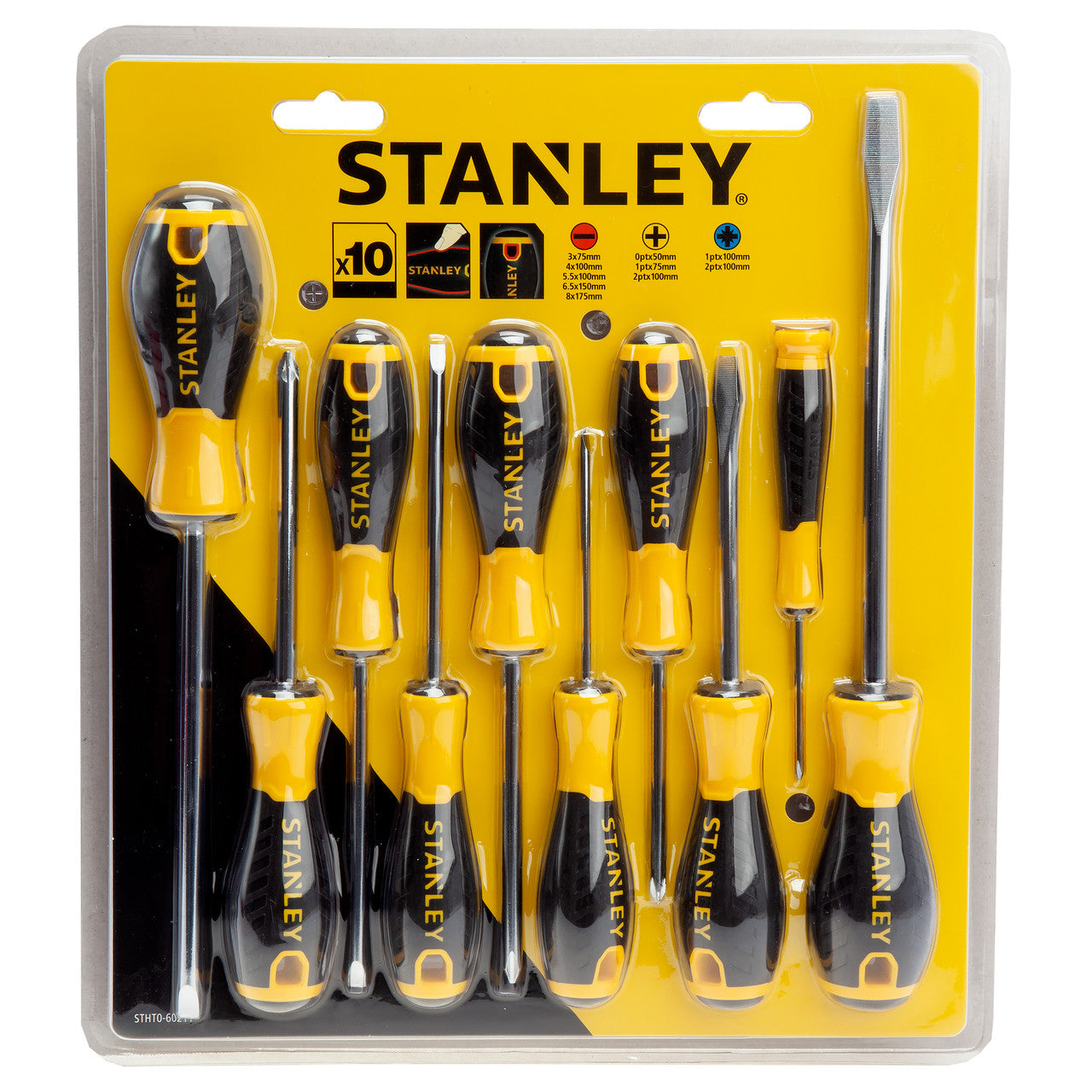 Stanley Phillips Slotted Pozi Screwdriver Set 10 Piece Cushion Grip 60211