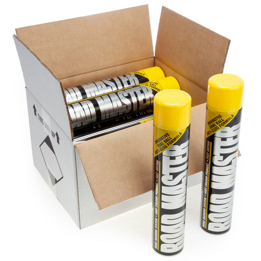 Roadmaster Line Marking Paint in Yellow 750ml Box of 12 Fast Drying AARO02