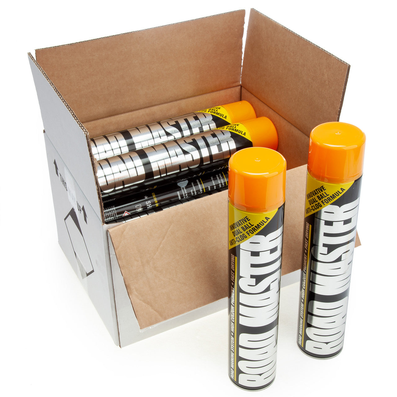 Roadmaster Line Marking Paint in Orange 750ml Box of 12 Fast Drying AARO06