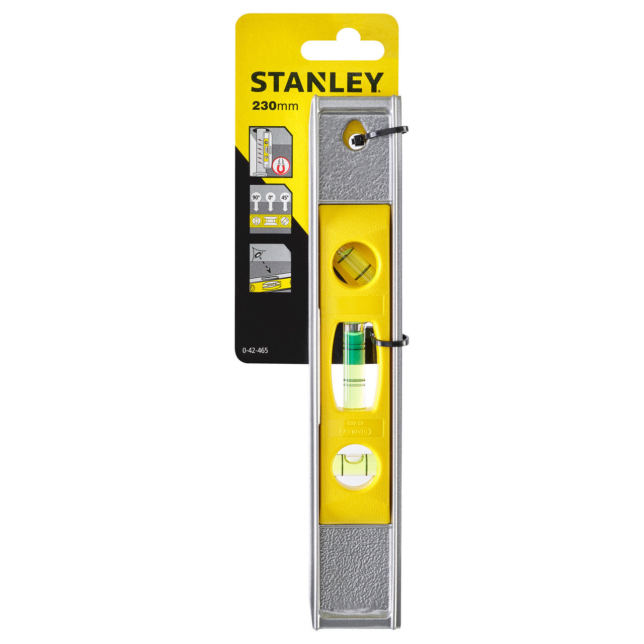 Stanley 230mm 9" Aluminium Magnetic Torpedo Level 3 Vials 0-42-465