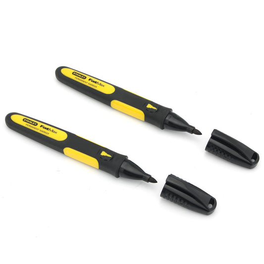 Stanley FatMax Black Permanent Markers Fine Tip 2 Pack All Weather Use 0-47-312