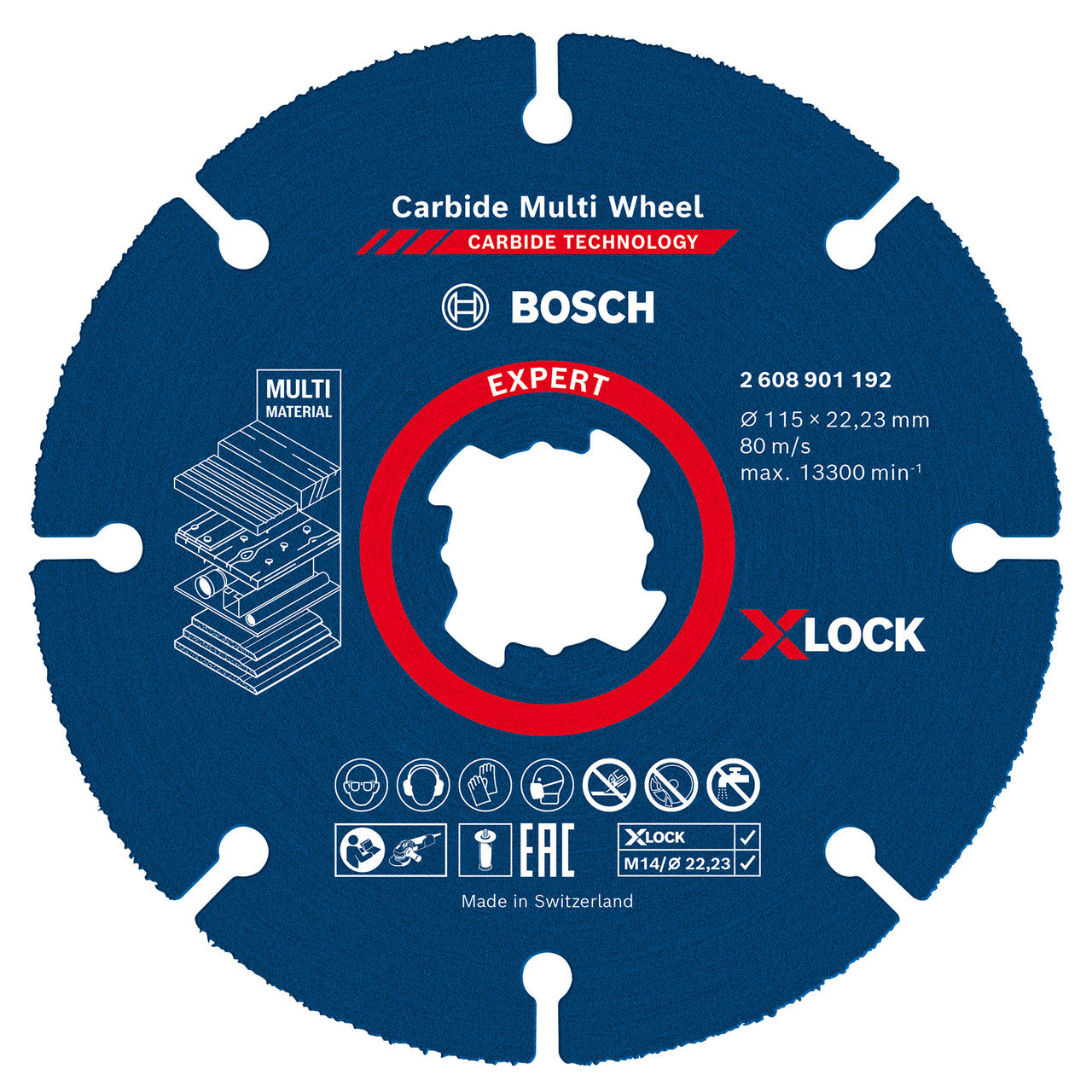 Bosch X-LOCK Carbide Multi Wheel Cutting Disc 115mm For Angle Grinder 2608901192