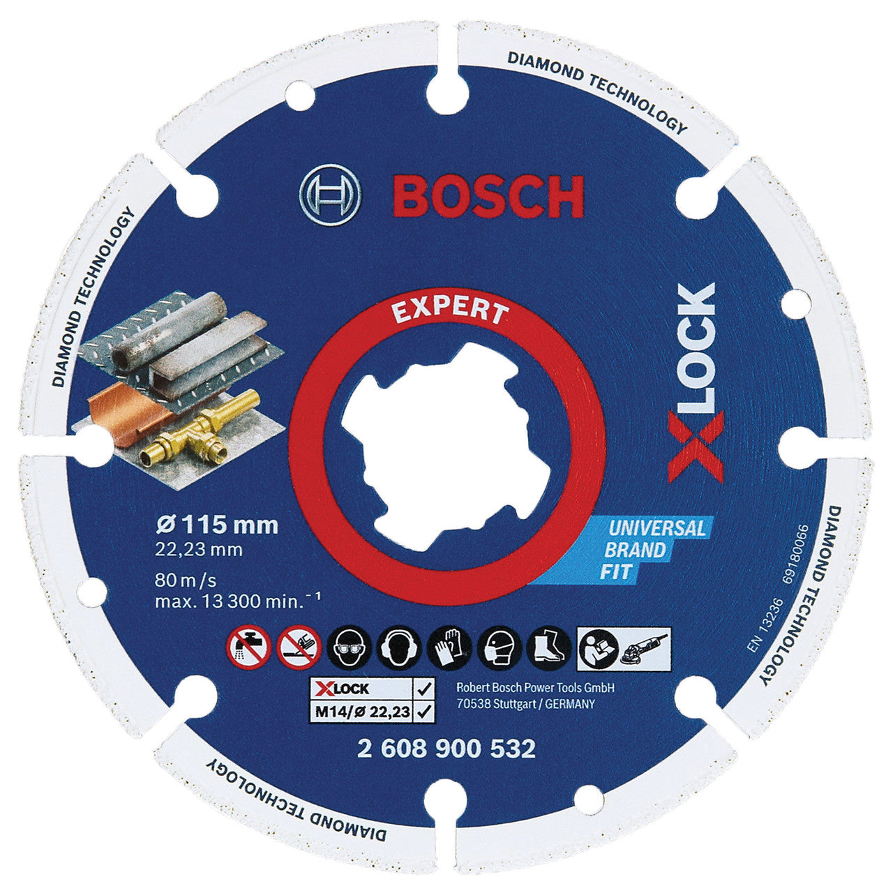 Bosch X-LOCK Expert Diamond Metal Wheel Cutting Disc 115mm Bore 22mm 2608900532