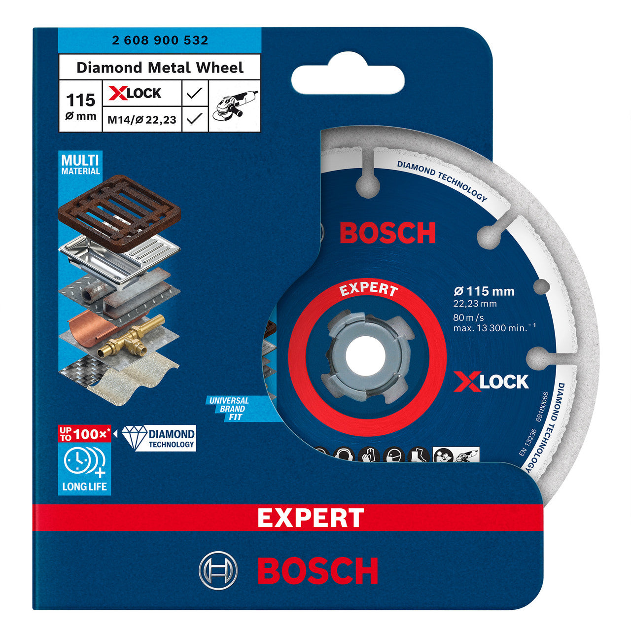 Bosch X-LOCK Expert Diamond Metal Wheel Cutting Disc 115mm Bore 22mm 2608900532