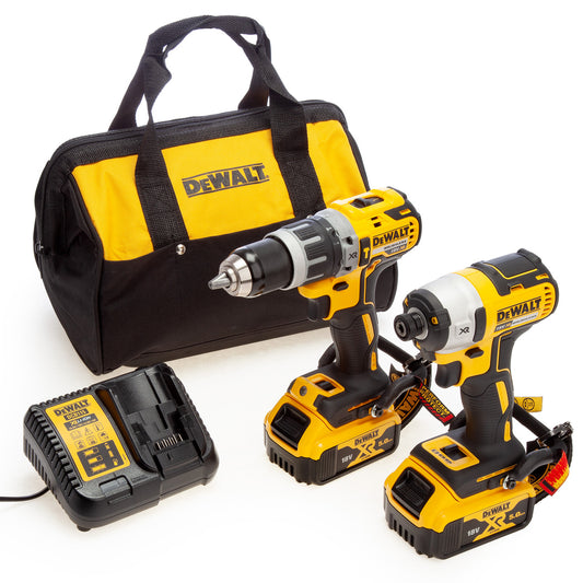 Dewalt 18V XR Combi Drill Impact Driver Twin Pack 2 x 5.0Ah Batteries DCK266P2LR