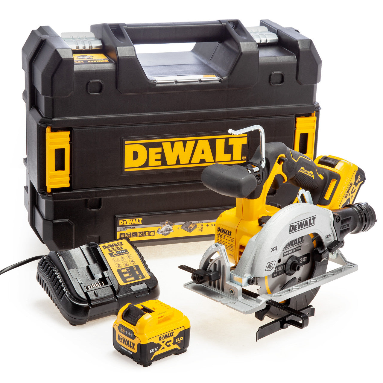Dewalt DCS512P2 12V XR 140mm Circular Saw (2 x 5.0Ah Batteries) in TSTAK Box