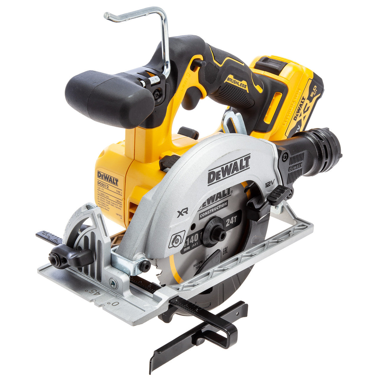 Dewalt DCS512P2 12V XR 140mm Circular Saw (2 x 5.0Ah Batteries) in TSTAK Box