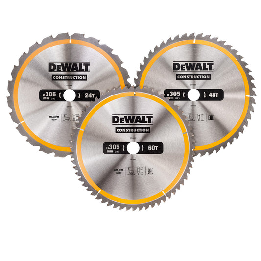 Dewalt Construction Circular Saw Blade 3 Pack 305 x 30mm x 24T 48T 60T DT1964