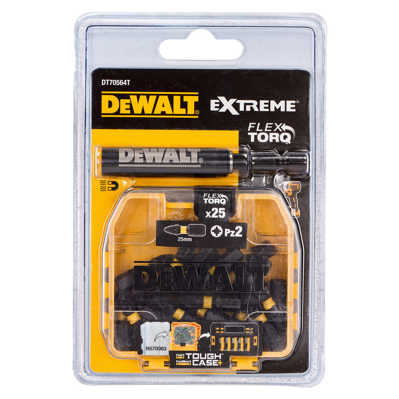 Dewalt Extreme FLEXTORQ PZ2 Screwdriver Bits 25mm Drive Guide Pack 25 DT70564T
