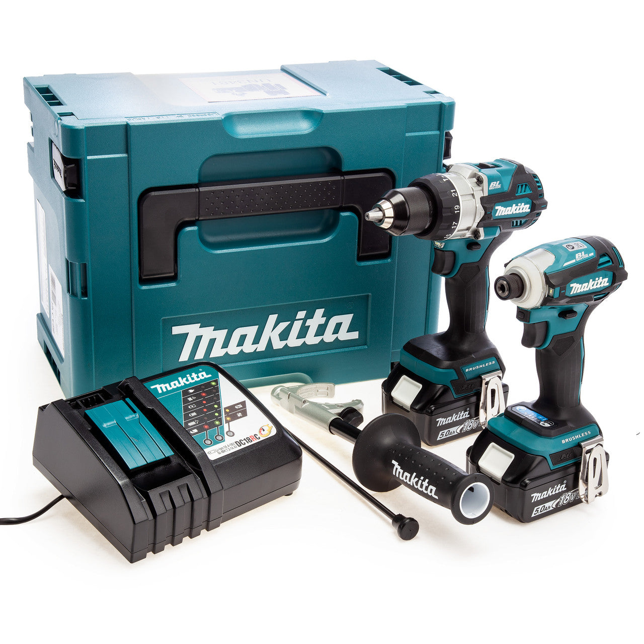 Makita 18V Combi Drill & Impact Driver Twin Pack 2 × 5.0Ah Batteries DLX2455TJ