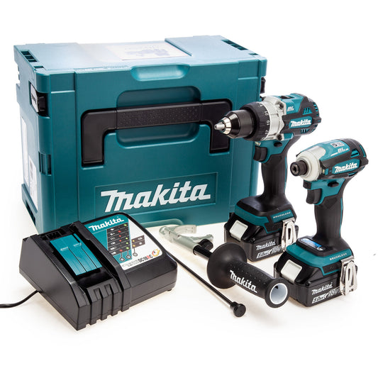 Makita 18V Combi Drill & Impact Driver Twin Pack 2 × 5.0Ah Batteries DLX2455TJ