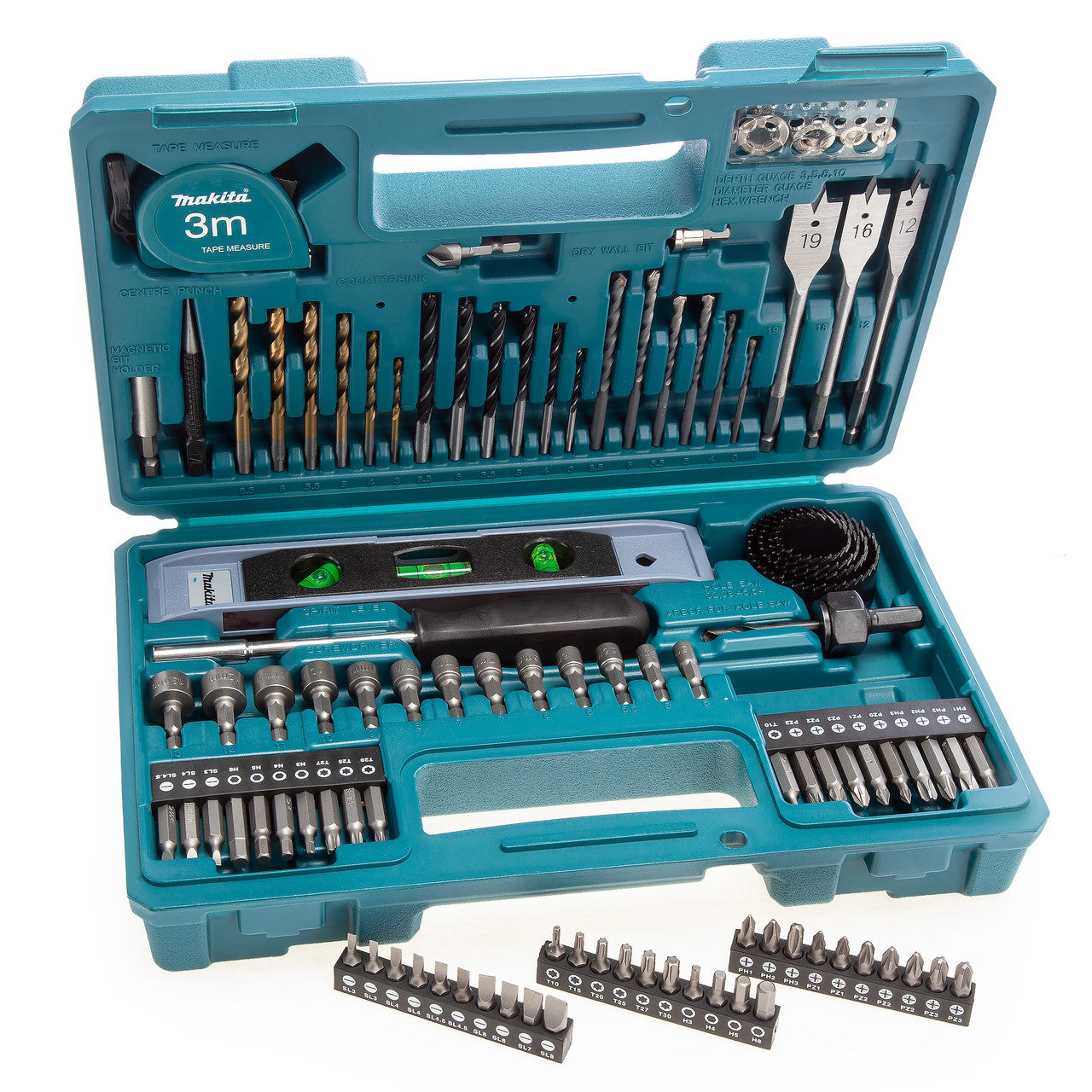 Makita Mixed Drill & Screwdriver Bit Set 102 Piece Inc Hole Saws E-10730