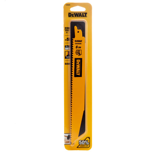 Dewalt BIM Reciprocating Saw Blades for Wood Demolition 228mm Pack Of 5 DT90381