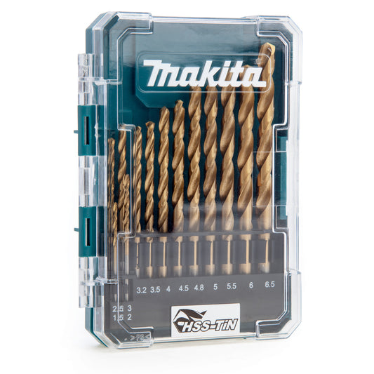 Makita HSS TIN Metal Drill Bit Set 13 Piece 1.5 to 6.5mm In Storage Case D-72855