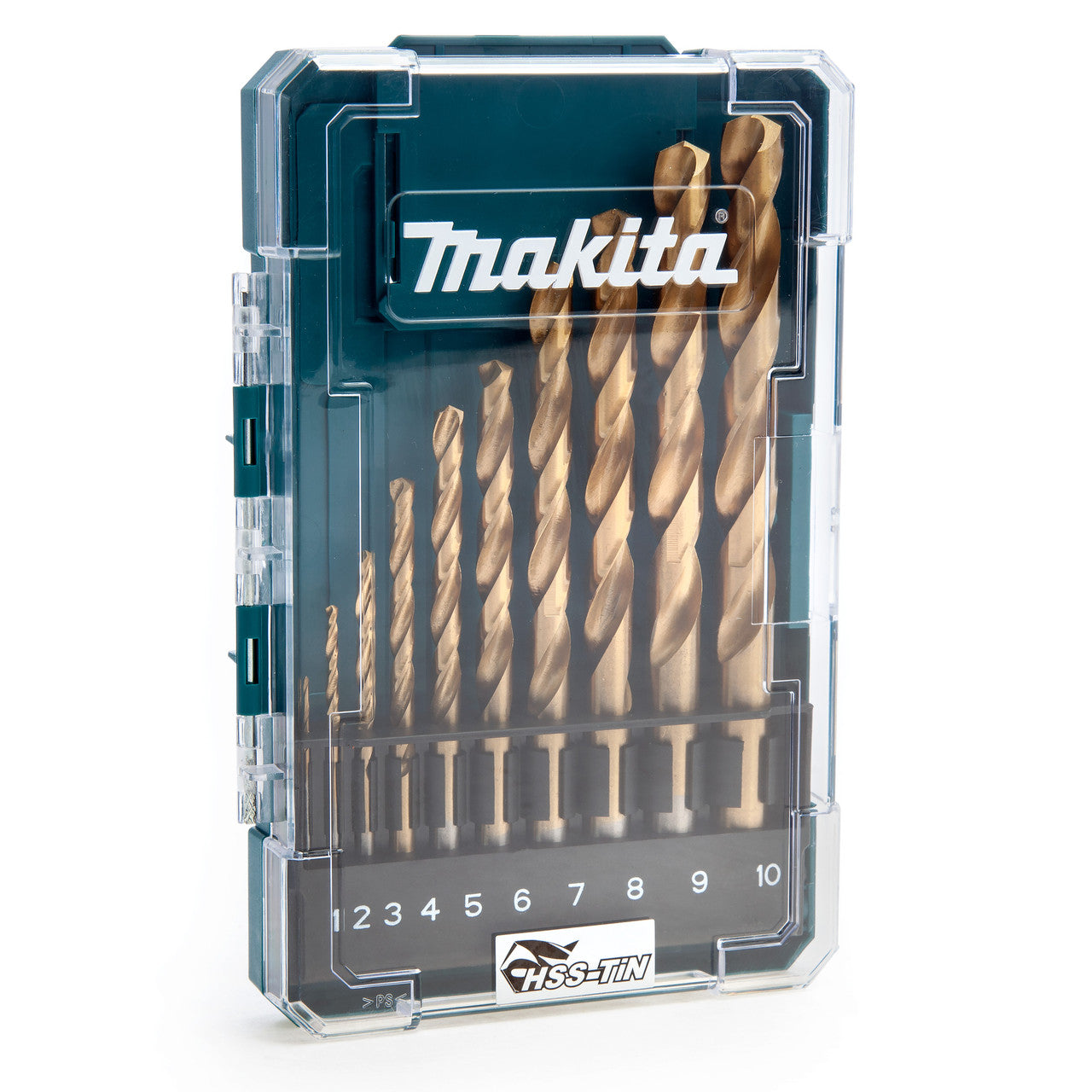 Makita HSS TIN Metal Drill Bit Set 10 Piece 1 to 10mm In Storage Case D-72849
